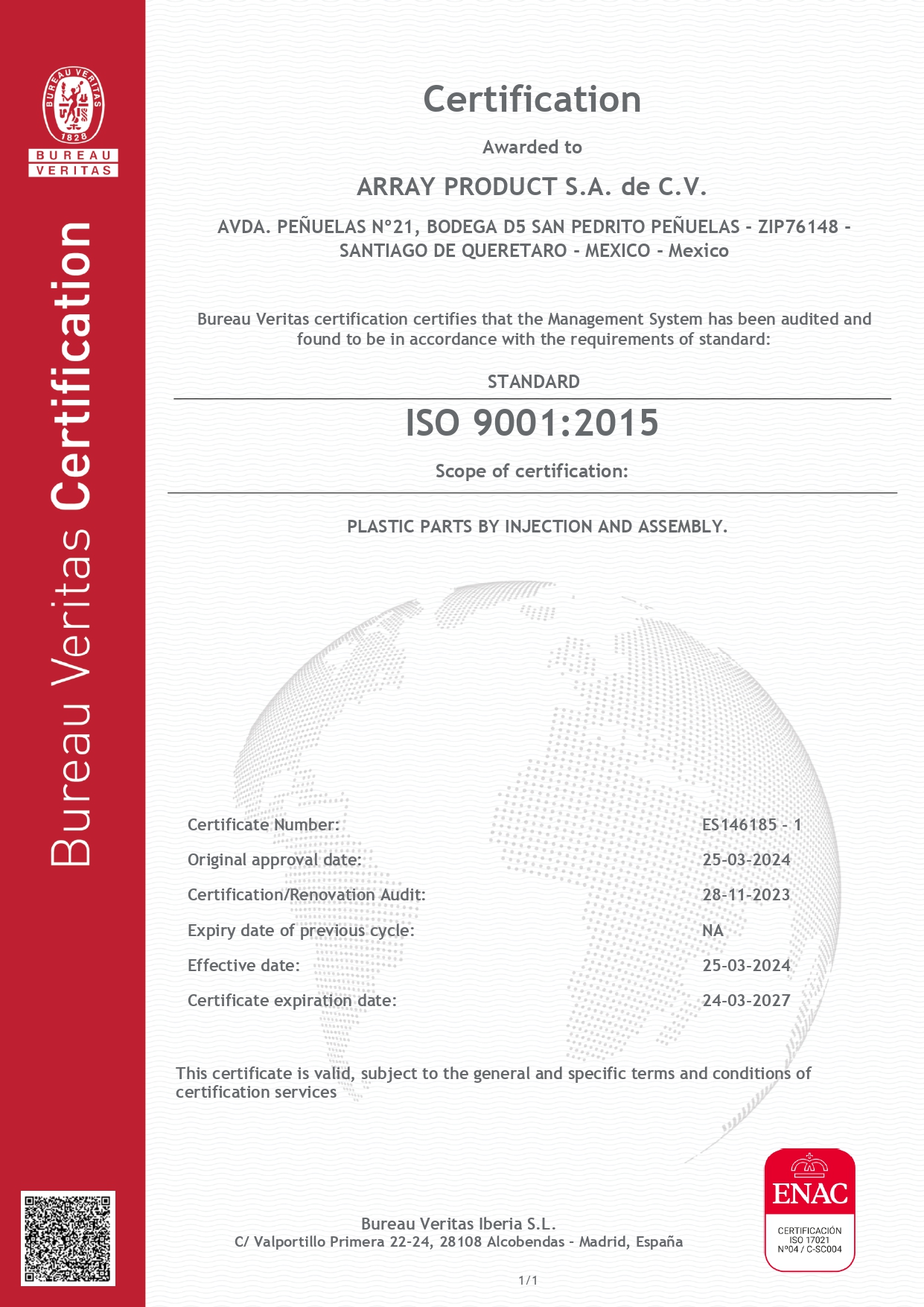 ISO 9001 Array Products, SA de CV